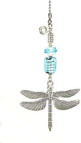 Miniatura 3 de Turquoise Ice Blue Silvery Metal Dragonfly Ceiling Fan Pull Chain