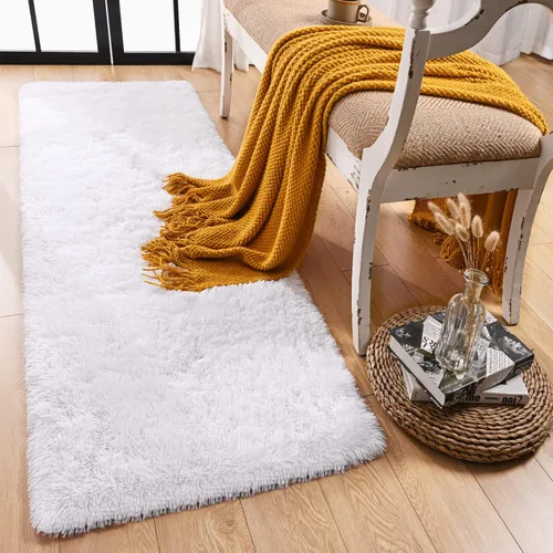 Miniatura 25 de Alfombra Corredor Suave de Pelo Largo para Dormitorio, 2 x 6 pies, alfombras esponjosas con parte inferior antideslizante para pasillo, junto a