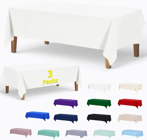 Miniatura 52 de ABCCANOPY Paquete de 3 manteles rectangulares de poliéster de 60 x 84 pulgadas, para interiores y exteriores, resistentes a las manchas, lavable