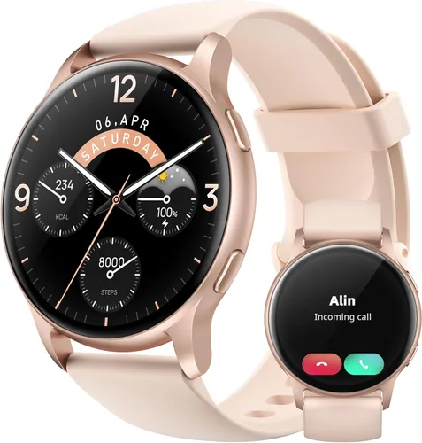 Parsonver Reloj inteligente de natación (respuesta/hacer llamadas), reloj impermeable de 5 ATM para mujer, pantalla HD con más de 100 modos Oro rosa