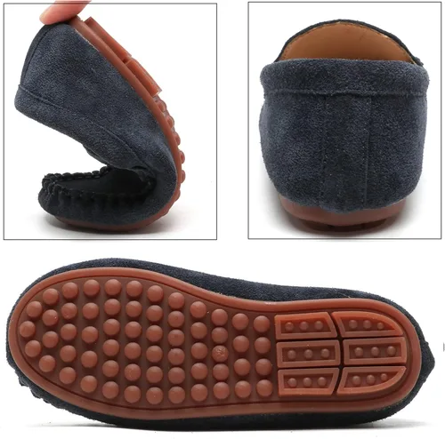 Miniatura 2 de DADAWEN Mocasines de piel de ante suave para niños y niñas pequeños, zapatos de vestir planos para barco, para boda, iglesia, zapatos Oxford