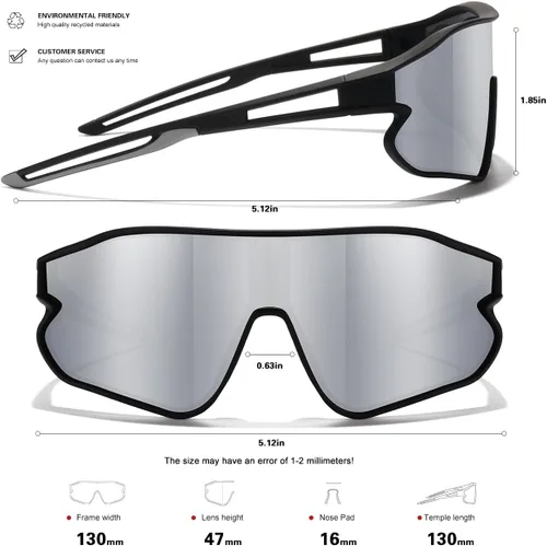 Miniatura 13 de Lentes de sol para niños, lentes de sol de béisbol juveniles, polarizados, deportivos, ciclismo, para niños y niñas, marco ligero