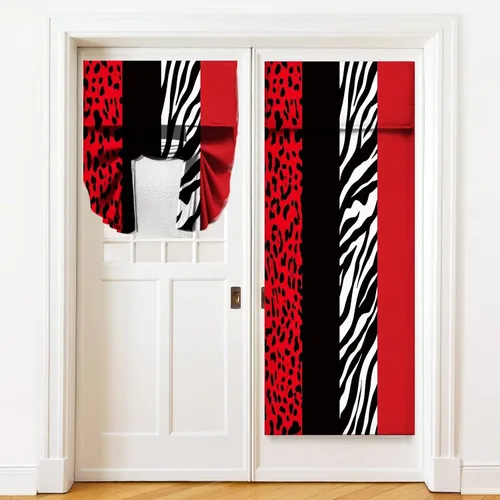 Miniatura 2 de Cortinas de puerta negras y rojas para ventanas de puerta, estampado de leopardo y cebra, cortinas de ventana para puerta de vidrio francesa