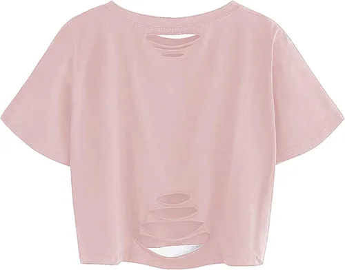 Miniatura 2 de Avanova Camisetas de manga corta para mujer, estilo informal, de gran tamaño, rasgadas, para verano