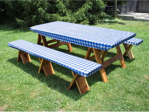 Miniatura 2 de Mantel ajustable para mesa y banco de picnic de 72 pulgadas, 3 piezas, color azul