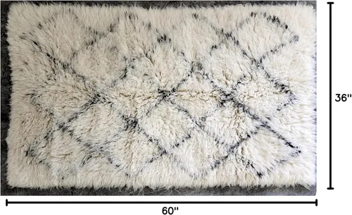 Miniatura 2 de Alfombras Flokati de diseño marroquí con estilo. Pelo ultra afelpado de 4 pulgadas. 100% lana natural. Alfombra de lana lanuda (3 x 5)