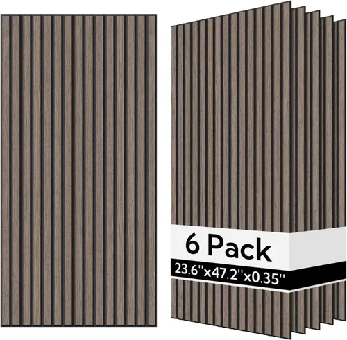 Olanglab Paneles de pared acústicos de chapa de madera, paquete de 6, paneles de pared absorbentes de sonido de 23.6 x 47.2 pulgadas para decoración