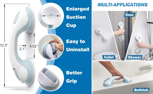 Miniatura 2 de AirTight® Barras de Agarre para Ducha de Servicio Pesado (Paquete de 2) Barra de Agarre de 12.3 Pulgadas Conforme a ADA para Personas Mayores