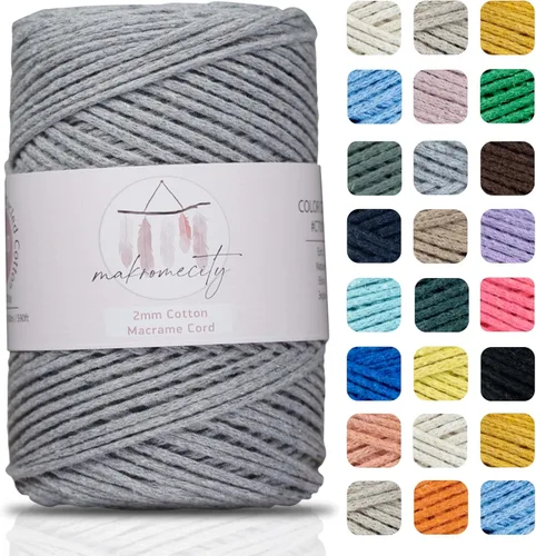 Miniatura 21 de Makromecity, Cordón de macramé de algodón de 0.079 in x 195 yardas (590 pies) de algodón reciclado de 0.079 pulgadas, hilo de ganchillo para Azul