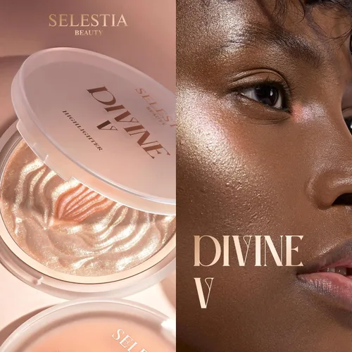 Miniatura 6 de SELESTIA BEAUTY Maquillaje iluminador en polvo – Divine V – Brillo radiante para todos los tonos de piel, fácil de aplicar, 0.53 oz