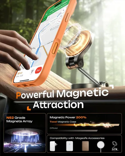 Miniatura 382 de TOCOL Funda para iPhone 11, compatible con Magsafe, protección completa de cámara, imanes integrados, protección contra caídas, funda translúcida