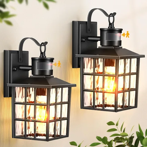 Miniatura 15 de VIANIS Luces de pared al aire libre con sensor de movimiento, luces de pared blancas del atardecer al amanecer, accesorio de luz exterior, linterna