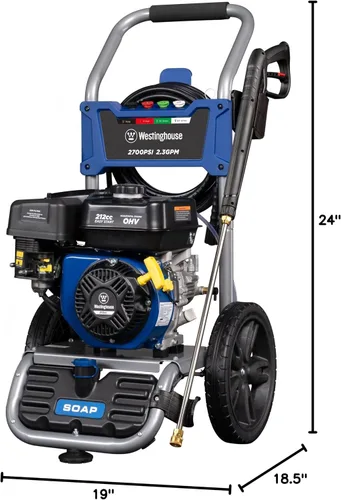 Miniatura 12 de Westinghouse WPX2700 - Lavadora a presión a gas, de 2700 PSI y 2.3 Max GPM, tanque de jabón a bordo, pistola de pulverización y varilla, juego de 5
