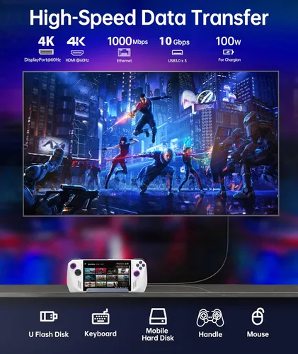 Miniatura 4 de Estación de acoplamiento 7 en 1 para cubierta de vapor con puerto HDMI DisplayPort 4K@60Hz dual – Estación de acoplamiento USB C de 100W