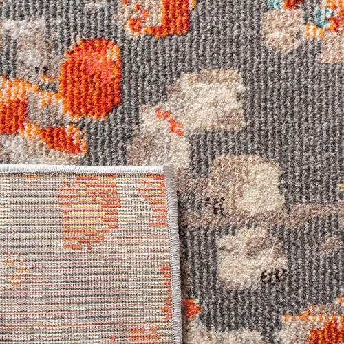 Miniatura 7 de SAFAVIEH MAD425H Madison Collection Alfombra decorativa cuadrada de 3', gris/naranja, diseño abstracto bohemio desgastado, no desprende pelusa