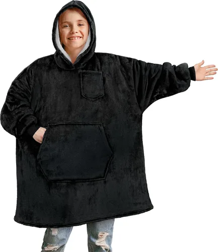PAVILIA Sudadera Manta Ponible para Niños y Niñas, Sudadera con Capucha Gigante Cálida y Acogedora, Forro Polar Sherpa con Capucha y Mangas de