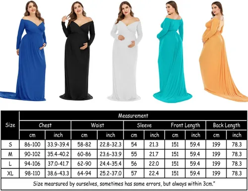 Miniatura 7 de ZIUMUDY Vestido de maternidad con hombros descubiertos y medio círculo, maxi vestido de fotografía para baby shower