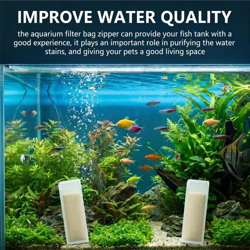 Miniatura 4 de Geiserailie 4 Pcs Aquarium Filter Media Bags 150 Micrometer Fine Filter Bags Mesh Reusable with Zipper for Activated Carbon Resins (3.1 x 7.9 Inch)
