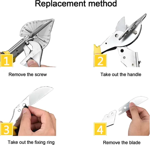 Miniatura 3 de Cuchilla de repuesto para tijeras de inglete, tijeras cortadoras de tijeras, cuchillas de corte angular multiángulo, para manualidades, cuchilla