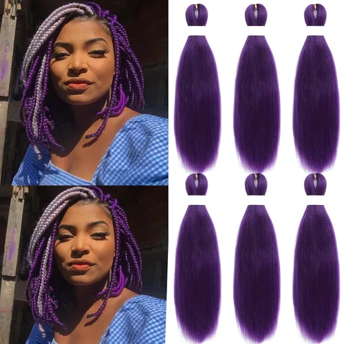 Miniatura 25 de Black Braiding Hair Pre Stretched 16 Inch Black Hair Extensions For Braiding Hypoallergenic Pre-stretched Braiding Hair Natural Knotless Crochet