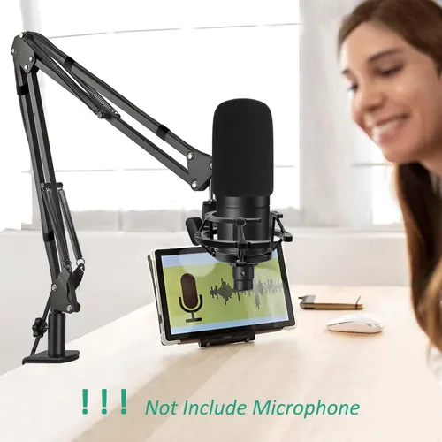 Miniatura 6 de Soporte de micrófono AT2020, brazo de micrófono ajustable con soporte de choque, parabrisas de espuma y bridas para cables, para AT2020 AT2020USB