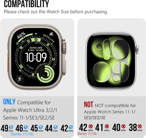 Miniatura 2 de KADES Correa de acero inoxidable compatible con Apple Watch Band Ultra 3/2/1 de 1.73 pulgadas Series 11/10 de 1.81 pulgadas/1.65 pulgadas, Series