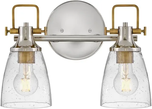 Miniatura 10 de Hinkley Easton 51270PN - Accesorio de tocador de baño de una sola luz, industrial moderno, pantalla de vidrio transparente, se monta hacia arriba