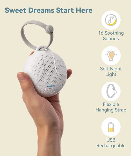 Miniatura 2 de Máquina de sonido para bebé, 16 sonidos calmantes, máquina portátil de ruido blanco con luz nocturna y temporizador, chupete de sueño recargable