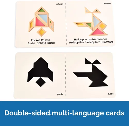 Miniatura 4 de BOHS Translucent Tangram, tarjetas multilingües, 1 pulgada de grosor