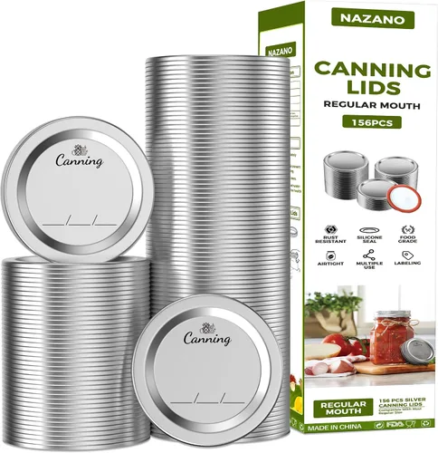 Miniatura 9 de 72 tapas de conservas con anillos para boca regular, tapas de tarros Mason de 2.77 pulgadas, boca regular, tapas y anillos reutilizables a prueba