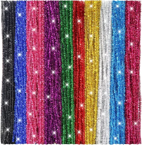 TOAOB - 400 limpiapipas con purpurina, 10 colores, metálicos, suministros para manualidades, tallos de felpilla de 0.236 in x 12 pulgadas, para