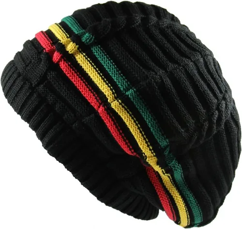 RW Gorro de punto acanalado clásico Rasta 100% algodón