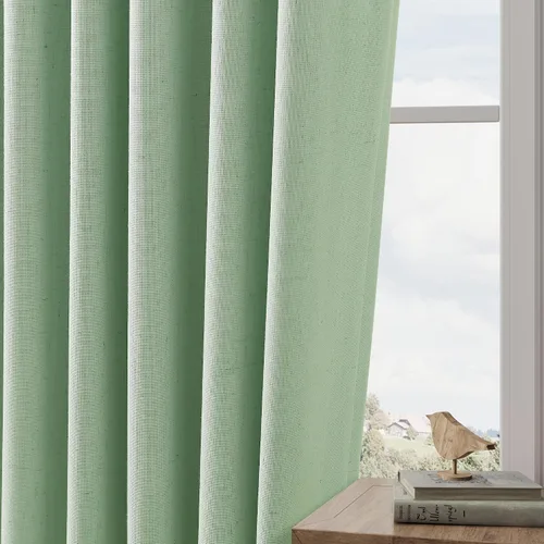 Miniatura 7 de Joywell - 2 cortinas de lino 100% opacas, con jareta/trabillas traseras/cinta para ganchos/anillas con clip, aislamiento térmico y ganchos