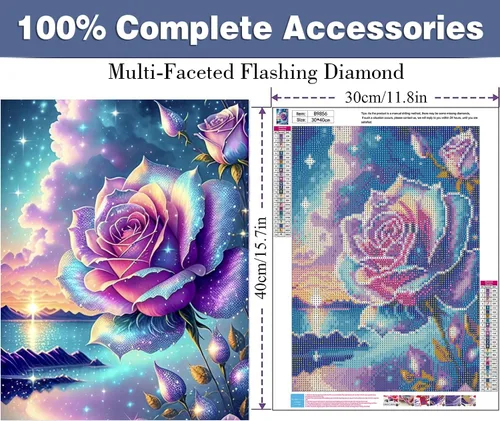 Miniatura 2 de ijbnhd Kits de arte de diamantes para adultos – Kits de pintura de diamantes de rosa 5D para adultos, kits de pintura de diamantes de perforación