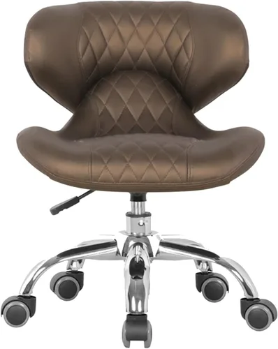 Miniatura 3 de MAYAKOBA HugoII Taburete corto (costura de diamante café), asiento rodante con altura ajustable de 13 a 15 pulgadas, perfecto para sala