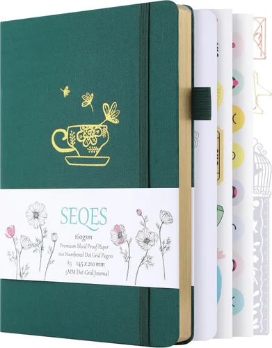 Miniatura 23 de Cuaderno Diario Punteado de Bala A5 Papel Grueso de 160gsm a Prueba de Sangre, Encuadernación Plana, 160 Páginas Numeradas Cuaderno