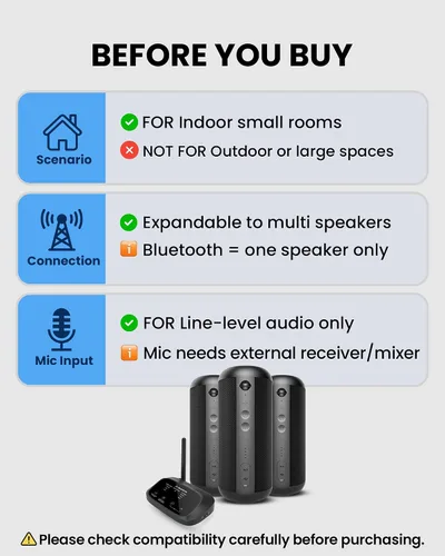 Miniatura 3 de Avantree Harmony 2 - Sistema de altavoces inalámbricos multihabitación con Bluetooth y entradas con cable, fácil configuración, ampliable