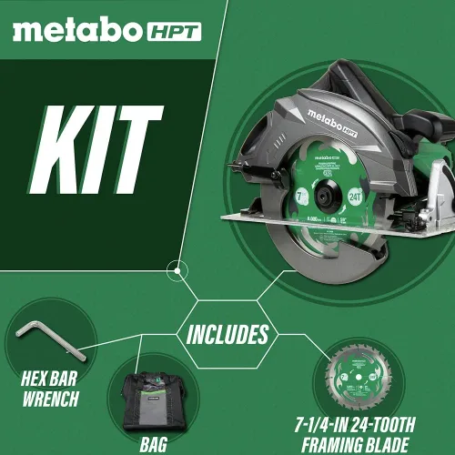 Miniatura 2 de Metabo HPT Kit de sierra circular RIPMAX Hoja de 7 1/4 pulgadas 6,800 RPM Función de soplador de polvo Garantía de 5 años C7UR