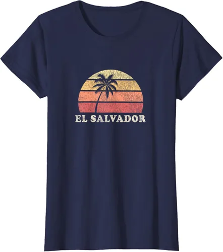 Miniatura 36 de El Salvador Vintage 70s Retro Throwback Design Camiseta, Azul