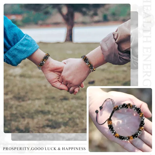 Miniatura 7 de Denchy Triple Protection Bracelet, Tigers Eye - Black Obsidian and Hematite Beaded Bracelets for Men Women, Tourmaline Spiritual Natural Crystal