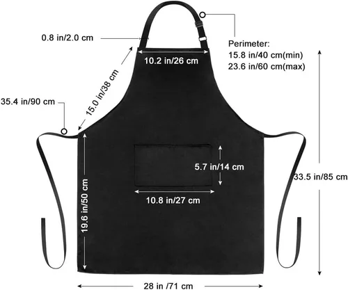 Miniatura 7 de Jubatus Paquete de 1 delantal con peto con 2 bolsillos, delantal de cocina de chef para mujeres y hombres, color negro