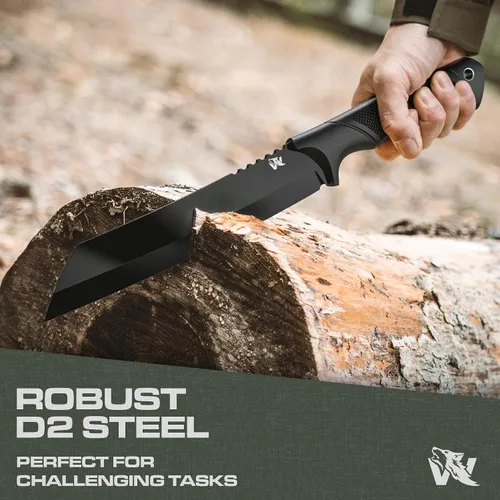 Miniatura 2 de ODENWOLF W Machete – Machete de supervivencia de espiga completa con funda – Cuchillo machete fuerte de acero D2 para cortar árboles, para trabajo