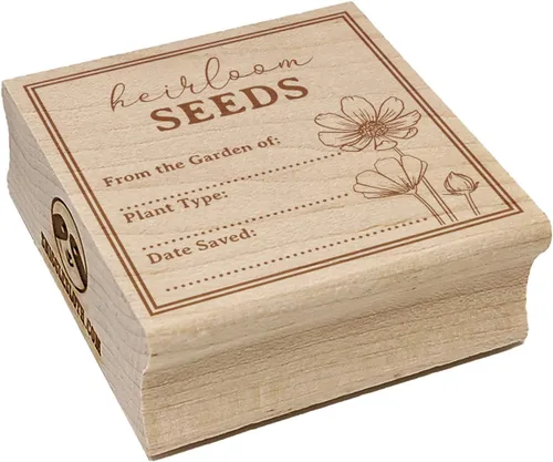 Etiqueta de paquete de semillas de reliquia para flores, verduras, frutas, sello de goma cuadrado para estampado de manualidades, 1.25 pulgadas,