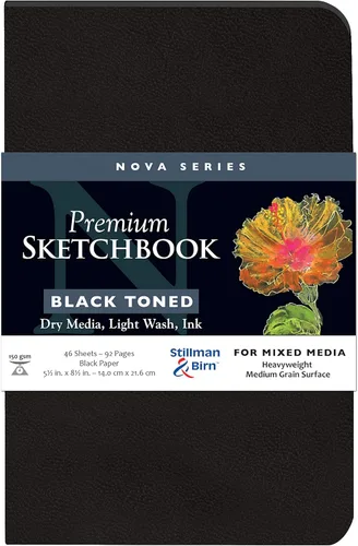 Miniatura 2 de Stillman & Birn Nova Series - Cuaderno de bocetos de tapa blanda negra, 3.5 x 5.5 pulgadas, 150 GSM (pesado), papel negro, superficie de grano medio