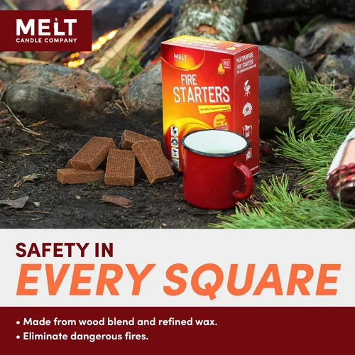 Miniatura 8 de Melt Candle Company - Iniciadores de fuego cuadrados, 160 piezas - Kit de iniciadores de fuego para fogatas, parrilla, hoguera al aire libre, hogar