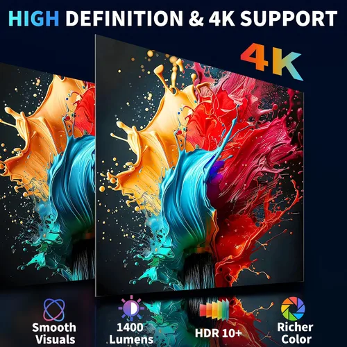 Miniatura 4 de [Aplicaciones integradas y actualización 2025] Mini proyector compatible con 4K 1080P Auto Keystone 270° giratorio con WiFi 6 y Bluetooth 5.4