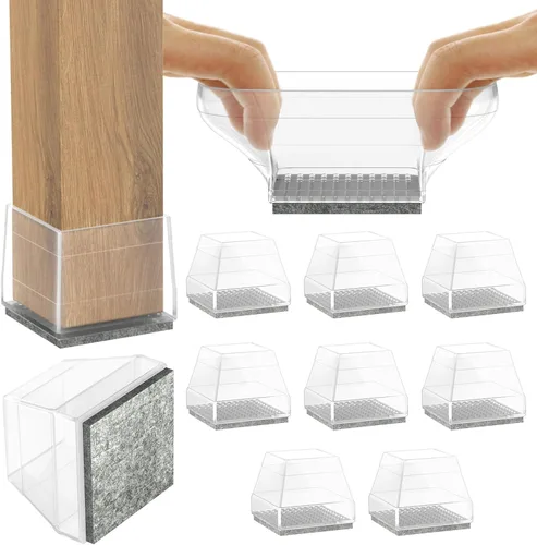 Miniatura 15 de Protectores cuadrados para patas de silla para pisos de madera dura, 24 piezas de tapas de silicona para patas de muebles para prevenir rayones