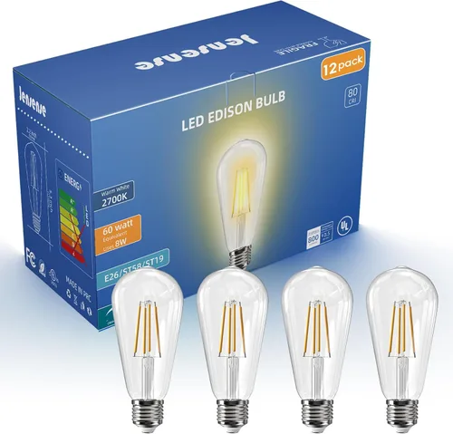 Miniatura 9 de Jensense Bombillas LED Edison E26, 60 vatios equivalentes, bombillas regulables, 2300 K, luz blanca cálida (cristal ámbar), estilo vintage