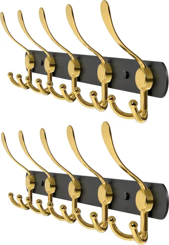 Miniatura 12 de Perchero de pared con 5 ganchos triples, acero inoxidable de 16 pulgadas – acabado mate negro, perchero resistente montado en la pared para abrigos