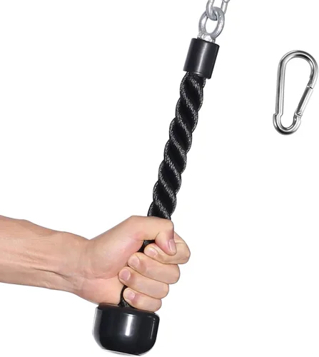 Miniatura 9 de Tricep Rope 27 & 36 inches 2 Colors Fitness Attachment Cable Machine Pulldown Heavy Duty Coated Nylon Rope with Solid Rubber Ends Negro-36